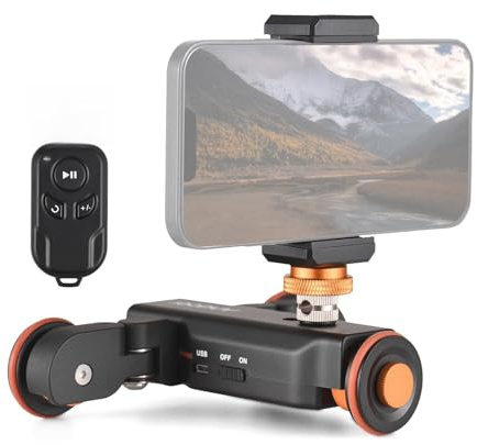 Aumotop Carrello Video con Telecamera Motorizzata, Regolabile in Modo Efficiente per la Registrazione Video Time Lapse/Macro/Angolo Basso, Compatibile con la Maggior Parte degli Smartphone e