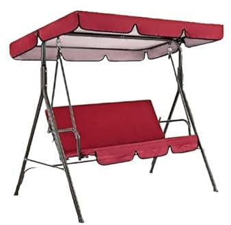 Gettimore Garden Swing Cover for 3-Person Outdoor Porch Swing Chair Bench, Waterproof Sun-Proof 210D Oxford Cloth Canopy and Seat Cover Set, Red