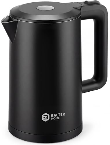 Balter Electric Kettle 1.7L Stainless Steel – Double Wall Insulated Kettle, BPA-Free, Quiet Boil, LED Indicator, Automatic Shut-Off, Black