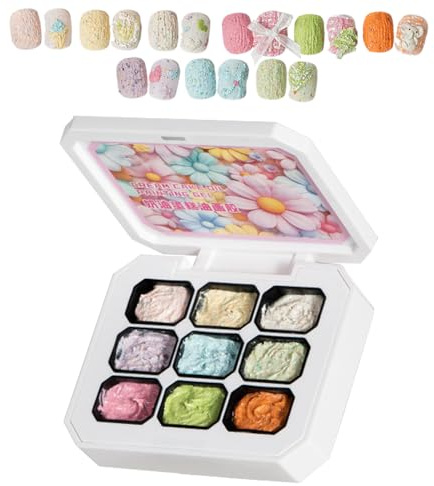 Gelnagellack i 9 färger – , hållbar manikyrpalett, högpigmenterad, byggbar formel, lätt att applicera | nagelset för kvinnor flickor födelsedag semester franska tips E