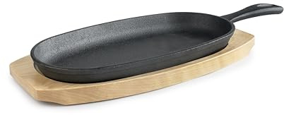 IBILI - Plato Hierro Fundido con Base de Madera de Haya 24x 17,5 cms