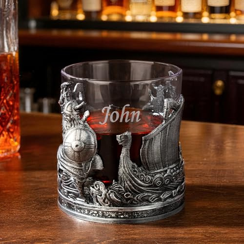 GSTFY Wikinger-Whiskyglas, personalisierbar, personalisierbar, Whiskey-Rocks-Glas, Vatertagsgeschenke für Ihn, Männer, Freunde, Kollegen, Whiskey-Enthusiasten, geeignet für den Einsatz in Bar, Party