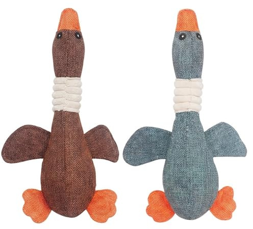 LMJOPYQ 2 Stück Hundespielzeug Unzerstörbar, Anti Stress Ente Für Hundes, Unkaputtbar Hunde Ohne Quietscher, Kuscheltier Für Hunde, Hundes Kleine Und Große Hunde, Braun Und Blau