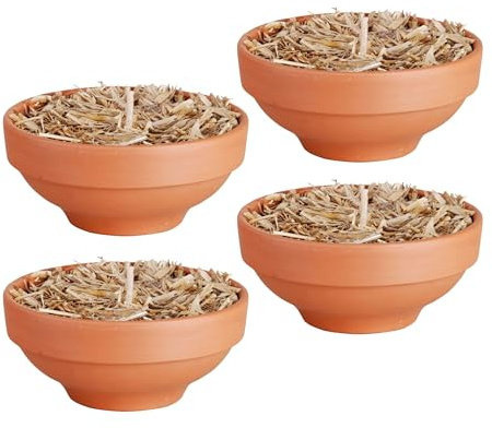 degawo 4er Set Feuertopf Terrakotta Outdoor Fackel für Garten Balkon Deko Licht