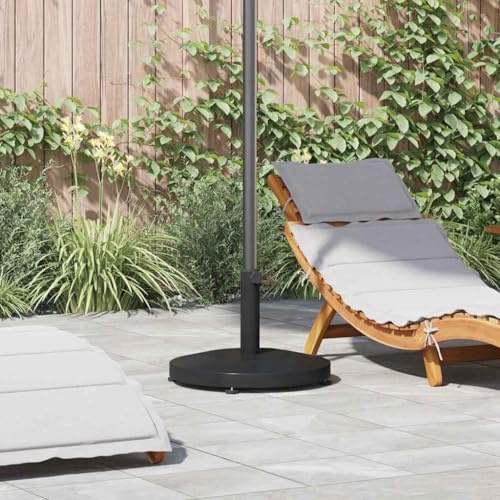 Pied de parasol noir en acier 48 x 48 x 32 cm avec roulettes et tube, pied de parasol stable pour jardin, balcon, terrasse, socle de parasol lourd avec fixation et support pliable