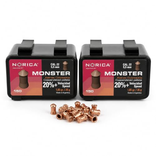 Pack 300 Balines Norica Monster 5,5 mm / .22 Alta Potencia Recomendada