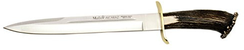 Muela Alcaraz ALCARAZ-26S Jagdmesser, Gewicht 400 Gramm, Griff aus Hirschhorn und Messing, 26 cm MOVA-Klinge + Mehrzweck-Geschenkkarte