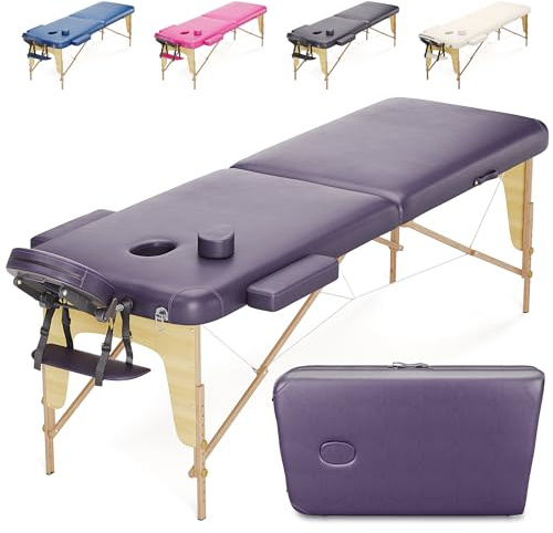 BELTOM® Camilla de Masaje 2 Zonas portatil Mesa Cama Banco Plegable Reiki Fsioterapeuta - Purpura