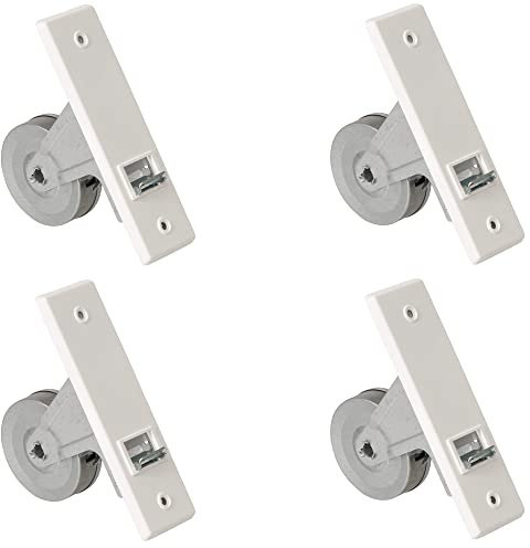 Rollwin 4x Rolladen Gurtwickler Unterputz 135mm Lochabstand - aus Deutschland - mit Gurtwickler Blende Weiß - ohne Gurt - für 23mm Rolladengurt geeignet - Rollo Wickler mit Abdeckblende