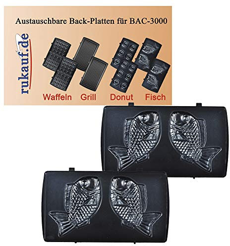Piastra elettrica da cucina BAC-3000 con 12 piastre intercambiabili, per tostare nocciole, cuocere Waffel Fish