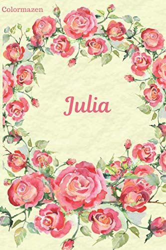 Julia: Red Rose Personalised Notebook (Small)