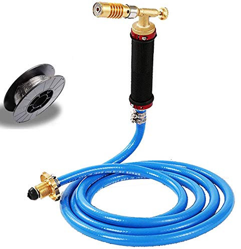 JHYM Verflüssigtes Propangas-Schweißbrenner-Kit, Uprated Propan Powered Lötlampe Head - für Löten Kochen Hart- Heizung,2.5m Hole,5m