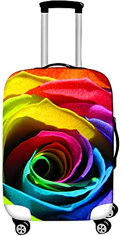 Surwin 3D Reise Kofferschutzhülle Waschbare Reisetasche Kofferbezug Elastisch Kofferhülle Gepäck Cover Reisekoffer Hülle Schutz Bezug Schutzhülle (Farbige Blütenblätter,L (26-28 Zoll))