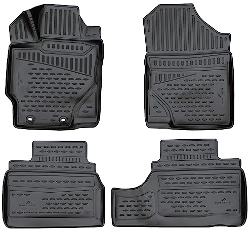 WALSER XTR Gummi Fussmatten Auto für Toyota Yaris (P13) 2010-2017, 100% passgenaue Auto Fußmatten, robuste Universal Fußmatte Auto, Gummimatten Auto, Auto Fussmatten Gummi, Auto Gummimatten