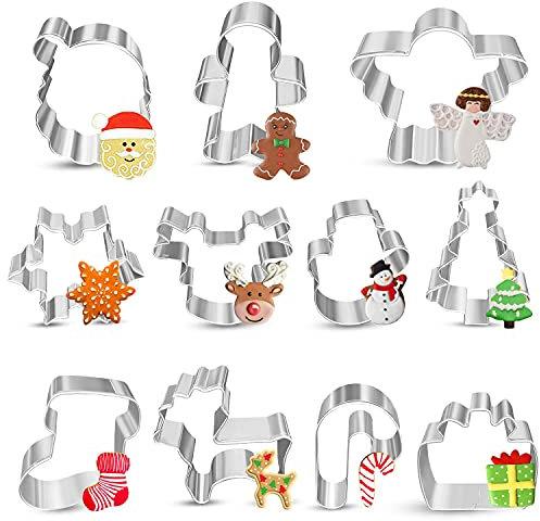 Christmas Cookie Cutter Set, 11 Pieces Ainless Steel Christmas Cookie Cutters Shapes, Christmas Muffins, Biscuit, Cookie Decoration