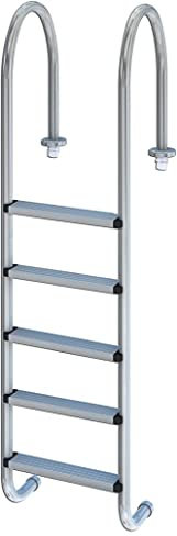 Productos QP - Poolleiter 5 Stufen, Leiter mit Schmalmauer, Leiter aus Edelstahl, mit Verankerungen und Tapeten, Leiterbreite 500 mm, 509096