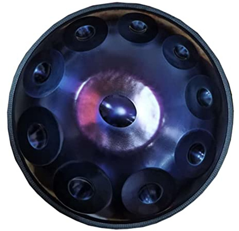 9/10 Note Handpan Drum 22 Zoll in D-Moll Handtrommel Steel Drum Percussion mit Handpan-Ständer und weicher Handpan-Tasche, Lila