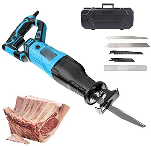 Professionell bensåg elektrisk, 1050 W köttsåg i rostfritt stål för skärning av fryst kött, ben och skinka, hastighetsjusterbar,Blue