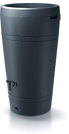 Réservoir pour eau de pluie Tube 230L | Ø 59,3 x 109,5 cm | 2 points d'attache | inclus insert pour fleurs, robinet et système de collecte d'eau | citerne de jardin | Couleur noire design moderne