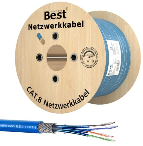 CAT 8 500m Netzwerkkabel Reines Kupfer LAN Verlegekabel S/FTP 40 Gbit | 100 % reines Kupfer, LAN Verlegekabel, Ethernet Netzwerkkabel, S/FTP, 40 Gbit, PoE++, LSZH, Router, Switch, Patchpanel