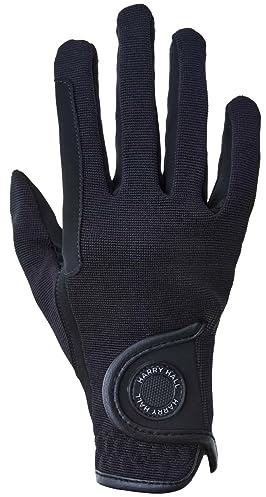 Harry Hall All-Season Junior Riding Gloves with Close Contact Nubuck Suede Palm & Stretchy Polyamide Upper - Secure Hook & Loop Fastening, Hand Wash Only