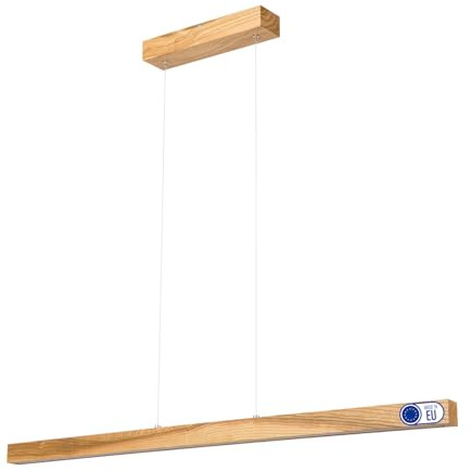 alfalux Hängelampe Hängeleuchte - Deckenlampe aus Holz - Pendelleuchte - LED Lampe - Warmweiß 100 cm LED100KB-3K-RUSTIKAL