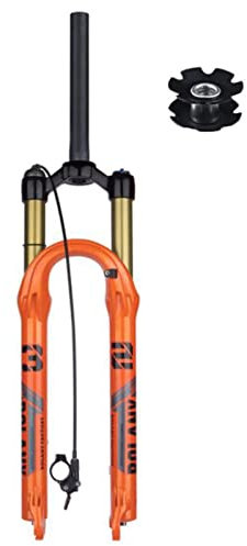 ZECHAO Mountainbike Luft Vorderrad Gabel,27,5/29in 1-1/8 Federung Vordergabel 120mm Federweg Luftfedergabel 9mm Schnellspanner Fahrrad Federgabel (Color : Orange-Remote Lock, Size : 27.5inch)