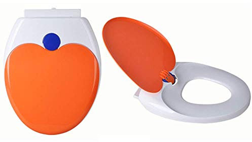 Abattant de WC en Forme de O à sourdine Lente, siège de Toilette Familial, Panneau PP antibactérien, Facile à Installer, Couvercle de Toilette Facile à Nettoyer, Orange-40~44 cm*36 cm