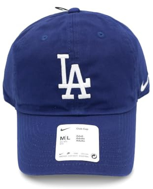 NIKE, Gorra de Béisbol, Unstructured, Azul Leal, M-L, 100% Algodón Orgánico, Uso Diario, Los Angeles Dodgers MLB