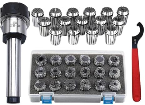 ER25-Federklemmen, 9 Stück, MT2, ER25, M12, 1 Stück, ER25-Schraubenschlüssel, 1 Stück, Spannzangenfutter mit Morsegriff, Kegel for Fräsen von Drehwerkzeugen(MTB5-ER25-9pcs)