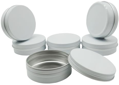 Wopanxye 6pack 100ml Aluminum Tin, Empty Travel Cosmetic Sample Container | Aluminum Jars with Screw Cap Lid, 100g White Metal Tins Can for DIY Crafts, Lip Balms, Face Cream, Candle, Tea, Paint, Slime