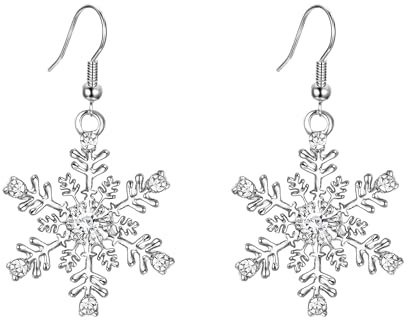 SIXDUTON Weihnachten Ohrringe Damen, Weihnachtsohrringe Schneeflocke Ohrringe Hängend CZ Schneeflocke Brisur Baumelnde Ohrringe Weihnachtsschmuck für Frauen