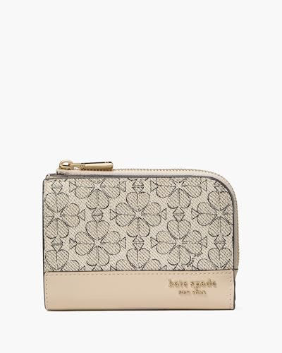 kate spade new york Devin Saffiano Leather Wallet, Neutral Multi Spade Flower, One Size