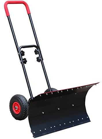 Pala quitanieves rodante con Ruedas, arado Manual Resistente con Mango en U, Herramienta de Metal para Quitar Nieve, Arena y Barro para calzos