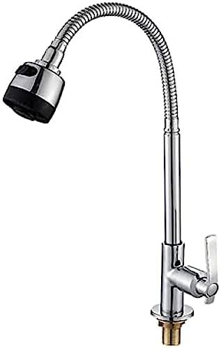 Rubinetto per lavello da cucina da esterno girevole a 360 ° Rubinetto per acqua fredda con collo flessibile per lavanderia Bar Giardino 2 modalità di uscita dell'acqua