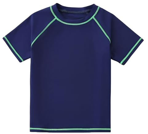 LYZOURBB Boys UPF50+ Rash Guard Shirt Short Sleeve Swim Shirts 4-11Y | Toddler Kids Youth Rashguard Water Shirt Quick Dry Swim Shirts