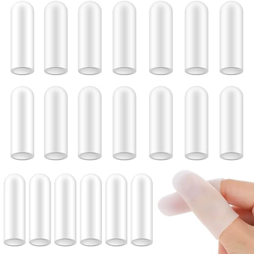 YIFLorine TANG Protector de Dedos Gel,20 Piezas Funda Finger Protector,Resistente Protector Dedos Mano,Mano de Silicona Manga de Dedos Dedales de Silicona para Agrietamiento de Dedo Gatillo de Dedo