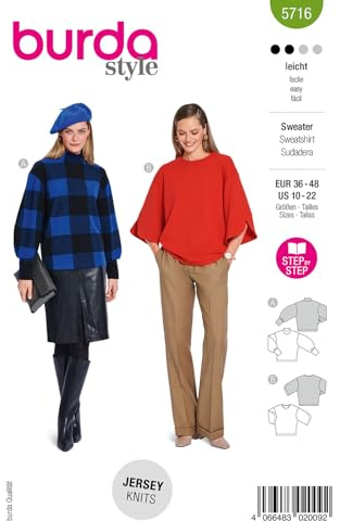 burda style Schnittmuster Damen Sweatshirts #5716 Gr. 36-46