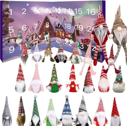 Wichtel Adventskalender 2025,new 24 Stück Weihnachten Wichtel Figuren Deko, Weihnachts-Adventskalender 2025, Wichtel Puppe Countdown Kalender, Gnome Plüsch Puppe für Kinder Und Erwachsene(A)