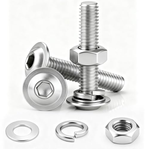 NZNSML 30 Pcs M5 x 25 mm Bolts Flanged Button Head Socket Cap Screws 304 Stainless Steel Nuts and Bolts Assortment Machine Screws Fully Threaded with Washers for Furniture Machine Repair