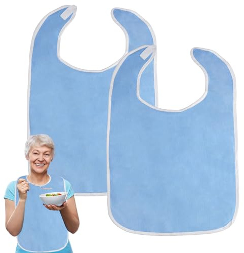 2 Pièces Bavoirs pour Adultes, 75x45cm Grande Bavoirs pour Personnes Âgées