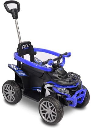 TOYZ – Voiture Electrique Enfants –Porteur Bebe - Type Quad avec Barre de Poussée, Sons, Lumières, Siège en Similicuir, Roues en Mousse EVA – Jouet Bebe et Jouet Enfant - Movix