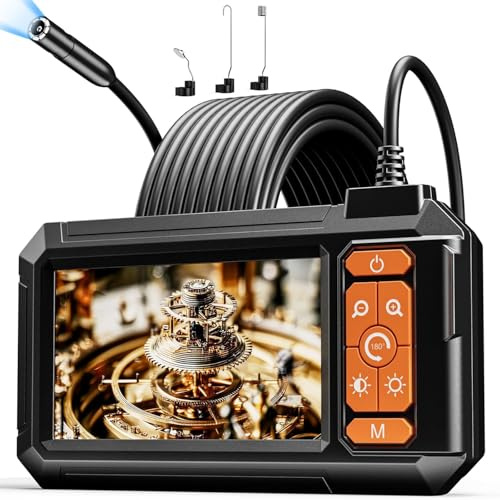 Endoscope Camera with Light, Borescope with 4.3 IPS Screen, 1080P HD with 8 LED Lights, Semi-Rigid Cord Bore Scope, Gadgets for Men & Tools for Men (10M)