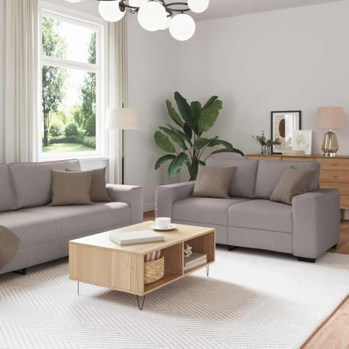 Fangmaliuyun 2-TLG. Sofagarnitur Taupe 160/221 x 77 x 82 cm aus strapazierfähigem Stoff mit Breiten Armlehnen Komfortable Zweisitzer & Dreisitzer Couch für Wohnzimmer Büro und Gästezimmer