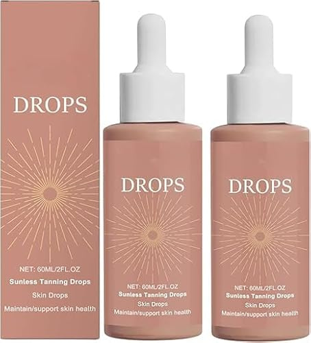 Bräunungstropfen,SunGlow Trinkbare Bräunungstropfen,BräunungstropfenZum Trinken,Tanning Drops Verleiht Eine Natürliche Und GleichmäßIge Bräune,Selbstbräuner für Körper und Gesicht (2 Flasche)
