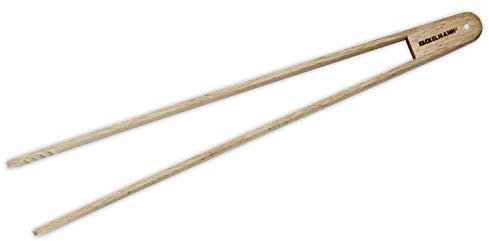 Fackelmann - Pinza per arrostire e friggere Carne, Pesce e Verdure, Pinza per Insalata e servire, Pinza a Strisce, Antiscivolo, Colore 32 x 4,5 cm, 1 Pezzo, in Legno Naturale, 32 x 4,5 cm