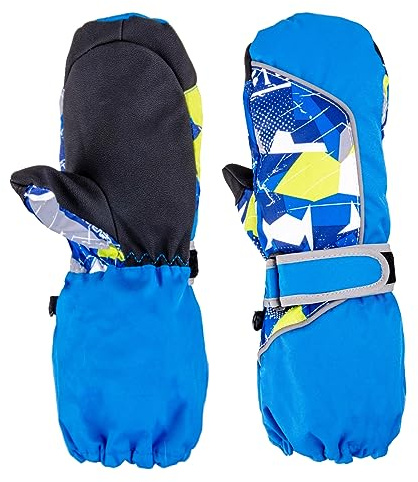 TRIWONDER Moufles de Ski Enfants Gants de Neige Gants Hiver Chaud Moufles Sport Coupe-Vent pour Garçon Fille (M (9-12 Ans), A - Bleu)