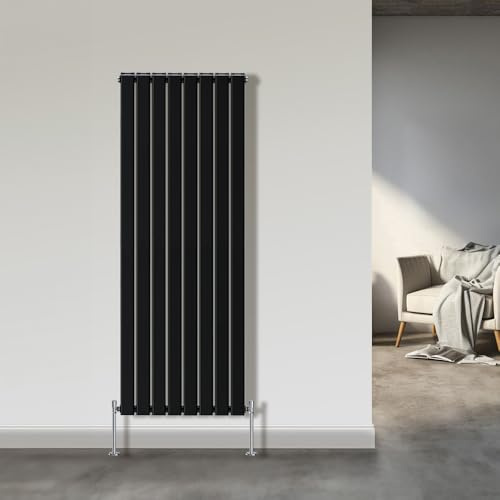 NRG 1800x544mm Vertical Radiator Black Double Flat Panel Designer Radiator | Central Heating Rad, Tall Radiator, Mild Steel, Wall Mounted, Double Panel, for Bathroom, Kitchen, Hallway, Bedroom, Hallway