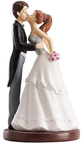 Dekora - Küssendes Brautpaar Figur für Hochzeitstorte 16 cm, Schwarz/Weiß
