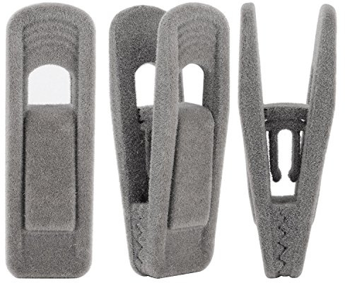 Corodo 20 Stück Samt Kleiderbügel Clips Set Grau Beflockte Wäscheklammer | Rutschfest, Starker Fingergriff Flocked Kleidung Pins, Perfekt für Die Verwendung mit Schmalen Samt-Kleiderbügeln